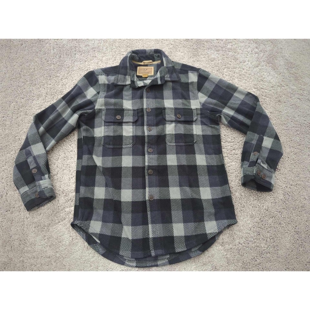 Outdoor Life Shacket‎ Mens Medium Gray Plaid Flannel Button Up Long Sleeve